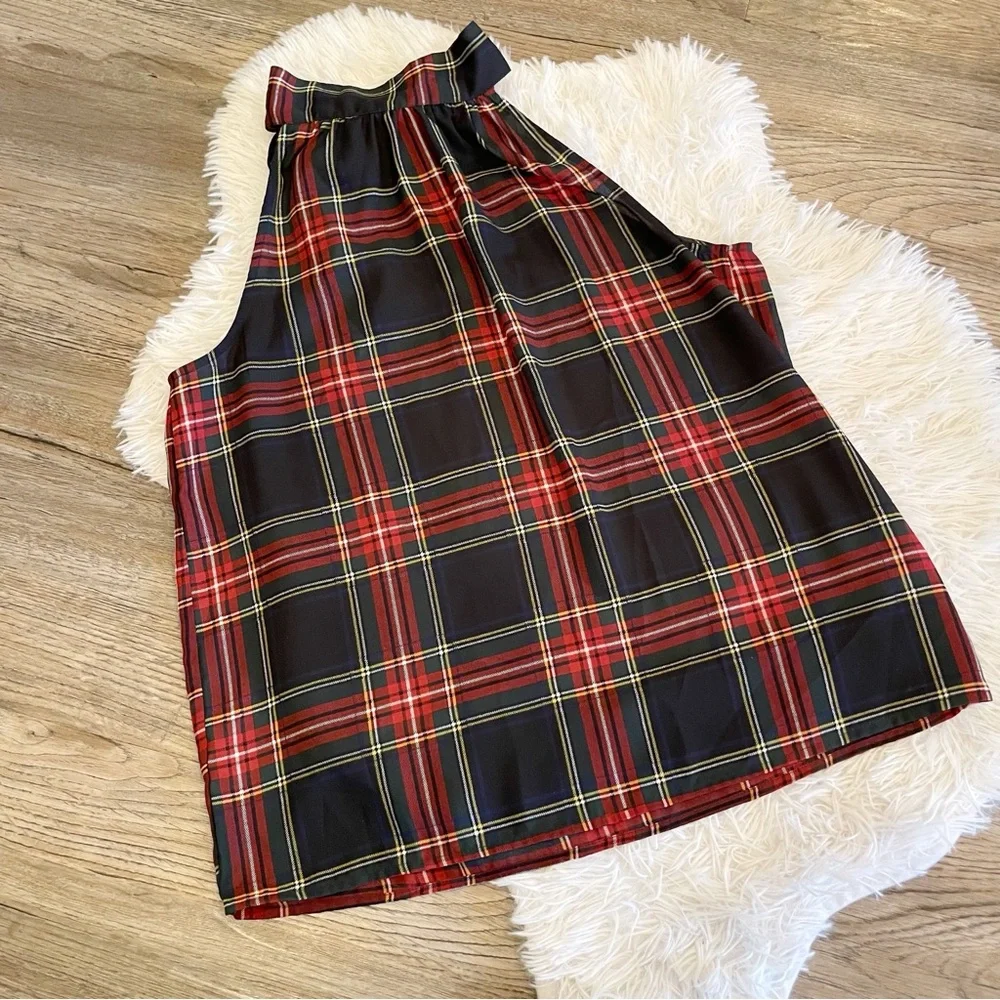 J.Crew Halter Top Stewart Tartan Plaid Bow Tie Back Holiday 6 Christmas